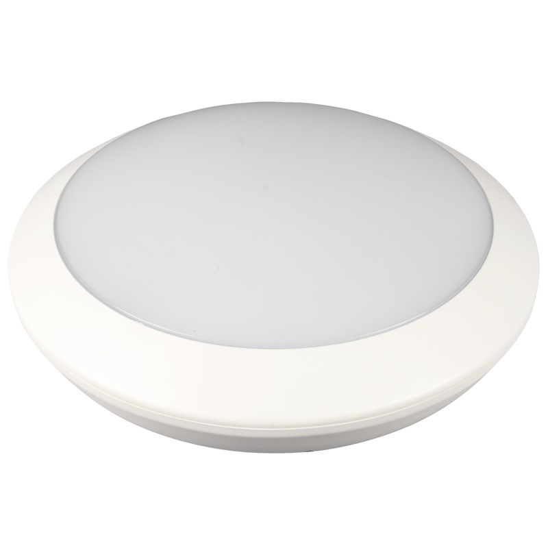 (image for) Emco 15W IP65 Emergency Version Round Surface Mounted LED Bulkhead Light With Microwave Sensor In A 4000K Cool White LED Colour